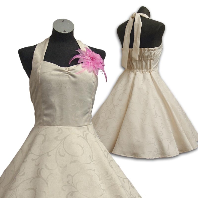 Rockabilly Hochzeitskleider 50er Jahre Hochzeitskleid Tea Length Wedding  Dress with Sleeves